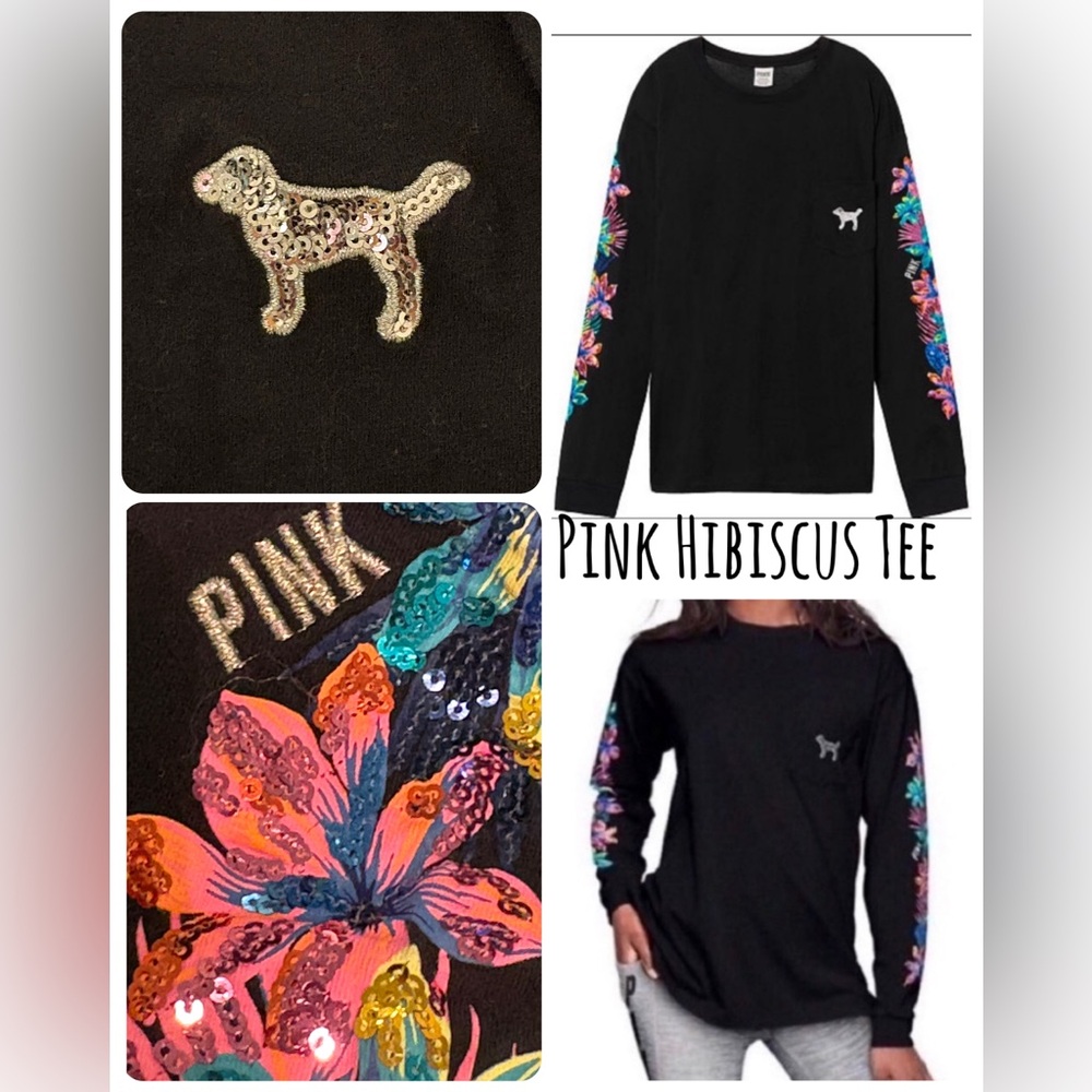 PINK VS Tropical Hibiscus Bling Campus Tee
XS Rare Vintage